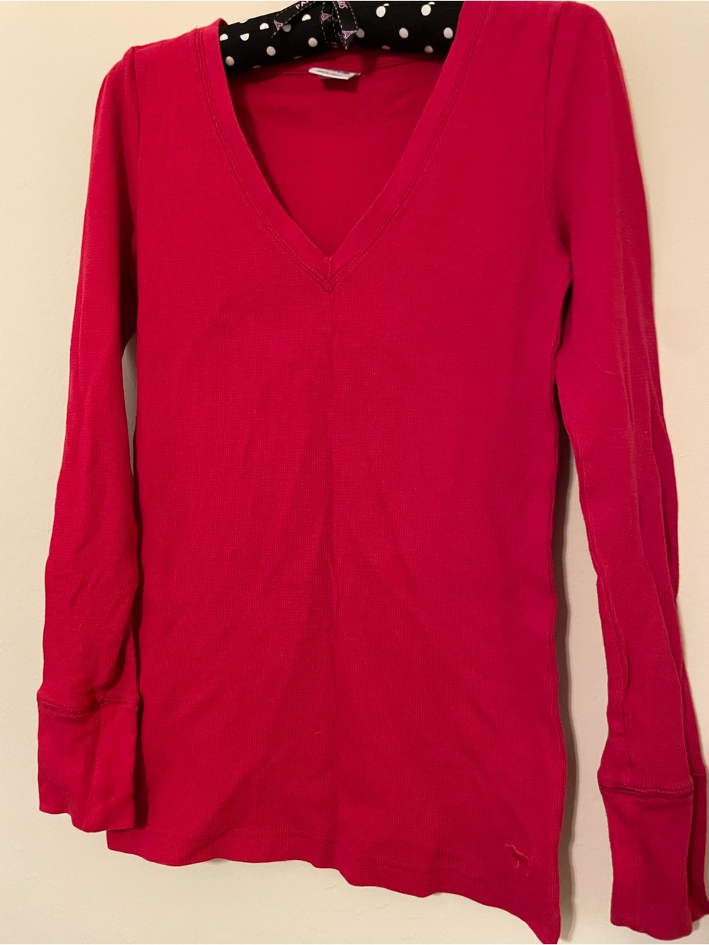 PINK Victoria's Secret Red V-Neck Long Sleeve Top